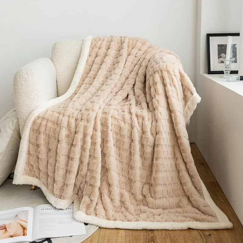 Wholesale Hotel & Home Comfy Faux-Rabbit Fur Blanket Velvet Comfortable Sleep Furry Super Soft