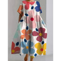 2025 Summer New Collection: Relaxed Crewneck Chic High-end Short-sleeved Printed A-line Dress