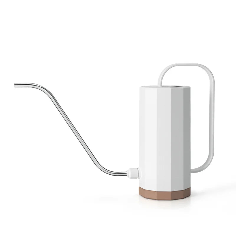 1200mL Modern Style Plastic Watering Can Cylindrical Shaped with Anti-Drip Stainless Steel Long Rod for Garden Use