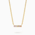 CANNER Gold Plating Rectangle Bar Pendant Necklace S925 Sterling Silver Colorful Diamond Zircon Stones Square Necklace Jewelry