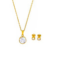 Gold Plated Stainless Steel Jewelry Set Women Zircon Stainless Steel Jewelry Set Waterproof Clear Gem Jewelry Set for Kids