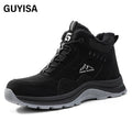GUYISA European Standard Steel Toe High Top Safety Shoes Black Microfiber Upper Winter Safety Boots