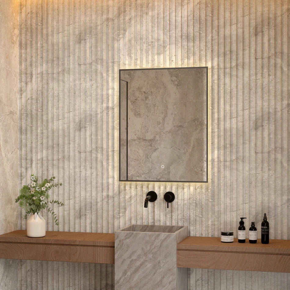Wholesale LED Bath Mirror Backlit Bathroom Smart Barber Mirror Withtouch Screen Wall Mounted Lighted Mirror for Hotel / Home