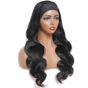 CLJhair Brazilian Remy Human Hair Long Headband Wig 150% 180%Density Body Wave Double Drawn Glueless Adjustable Strap Bangs