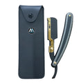 Premium Black and Gold Shaving Razor with Full Double Edge Blade Holder Sleek Design and Leather Pouch Full Blade Razor