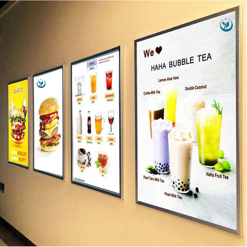 Ultra-thin 60cm LED Advertising Light Box Rectangular Display Metal Backlit Glass Light Box Wall-mounted Display Light Box