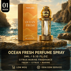 3ml Low MOQ Ocean Fresh Eau De Parfum Long Lasting Spray Citrus Marine Fragrance Simple Private Label OEM/ODM