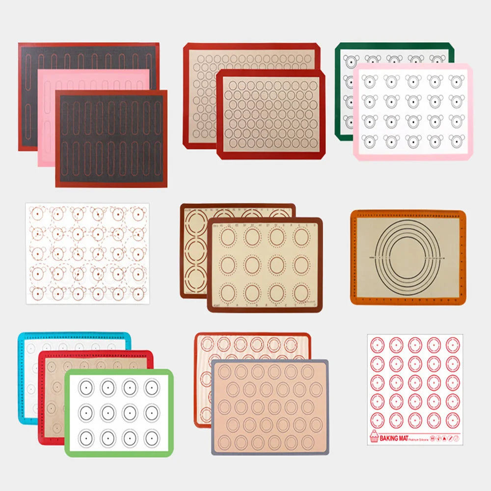 Food Grade Non-Stick Silicone Baking Mat Heat-resistant Macaron Kitchen Dough Rolling Pastry Oven Cooking Mat Cookware Parts