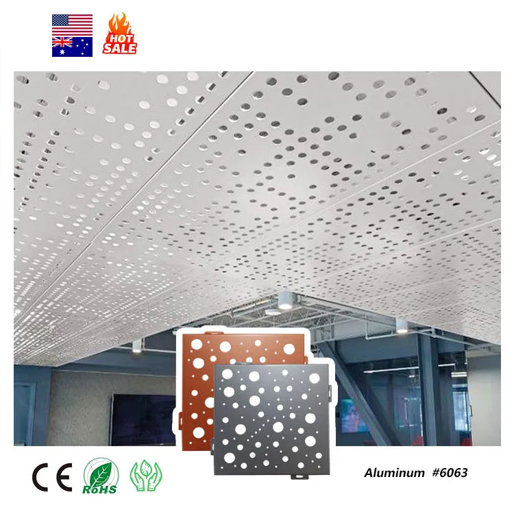 Aluminum Perforated Ceiling Panel Custom Drop Ceiling Tiles Decorative Metal Aluminum Ceiling