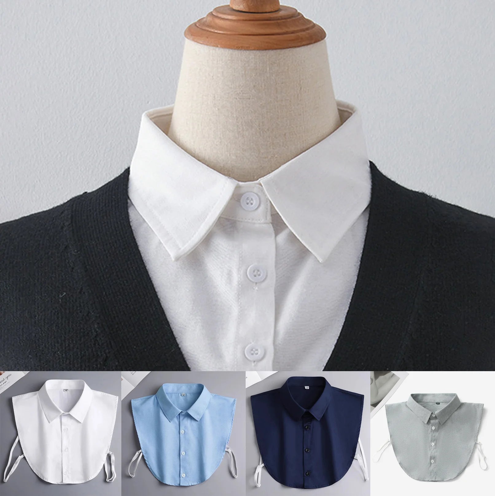 Men's Simple Button Design Fashion Shirt with Adjustable Elastic False Collar Solid Color False Collar Accessories