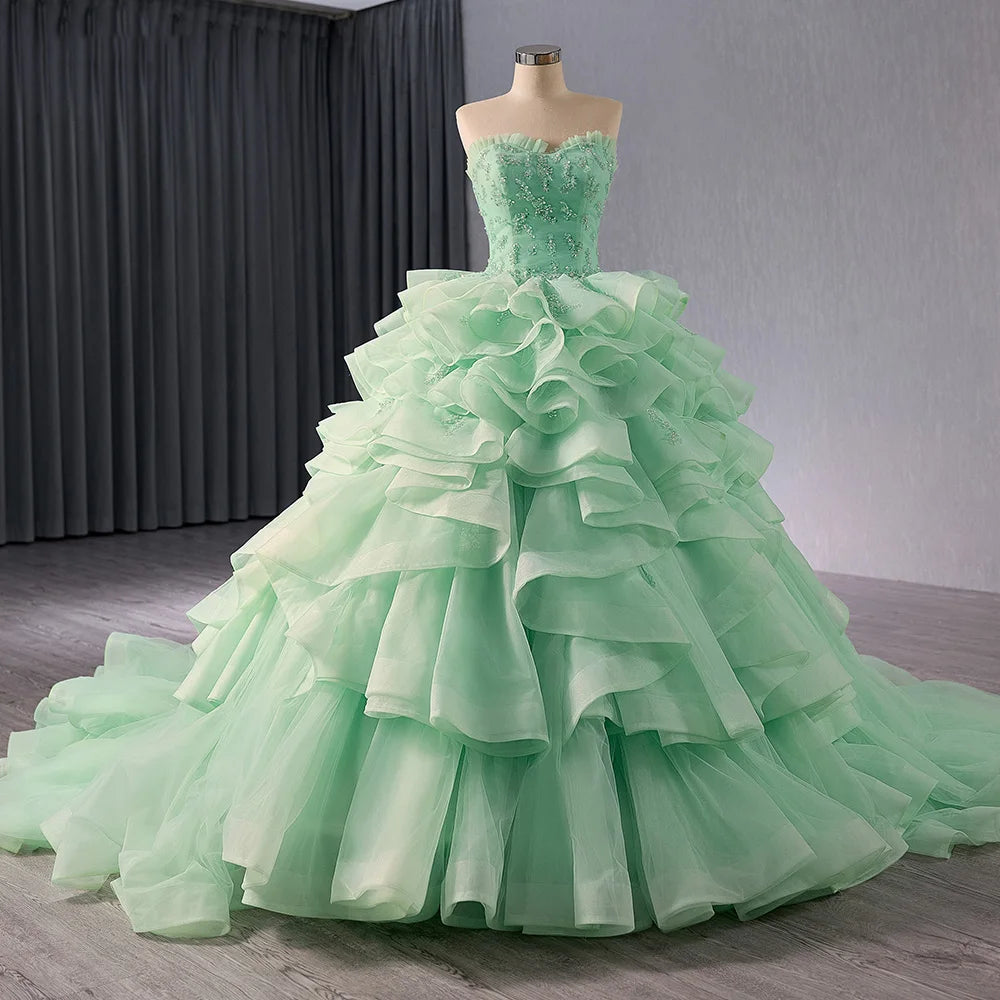 Jancember 241058 Beautiful Green Sweetheart Ruched Party Plus Size Dresses