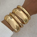 4Pcs/Set Exaggerated Smooth Chunky Wide Bangle Bracelet for Women Trendy Ladies Stacked Slender Cuff Accessories Fashion Jewelry