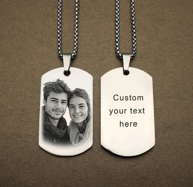 Men's NecklaceStainless Steel Hip-hop BadgeCarved Photo Novelty Gift Necklace Jewelry Birthday Gift Personalized Gift