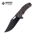 Hongrui 2026 New Design 14C28N Steel Outdoor Folding Knife Survival Knife Red Carbon Fiber Handle for Camping Easy to Carry