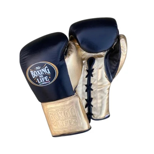 No Boxing No Life Professional Laced Boxing Gloves Cowhide Leather Top Grade Thick 4-Layer Padding Full Finger Moisture Wicking