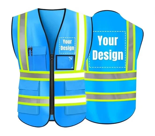 100% Polyester High Visibility Waterproof Security Vest Unisex Construction Personal Safety Guard Use Winter Multi-Pocket