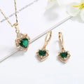 Big Heart-Shaped Pendant Zirconia 18 k Women Pave Non Tarnish Necklaces and Earrings Sets  Joyas Oro Laminado