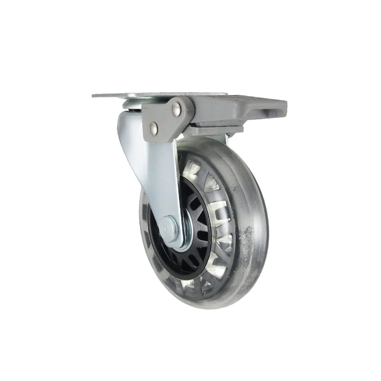 Versatile 3 Inch Durable PVC Wheel Caster Plate Brake Mounting Steel PP Living Room Bathroom Hospital School Warehouse Dining