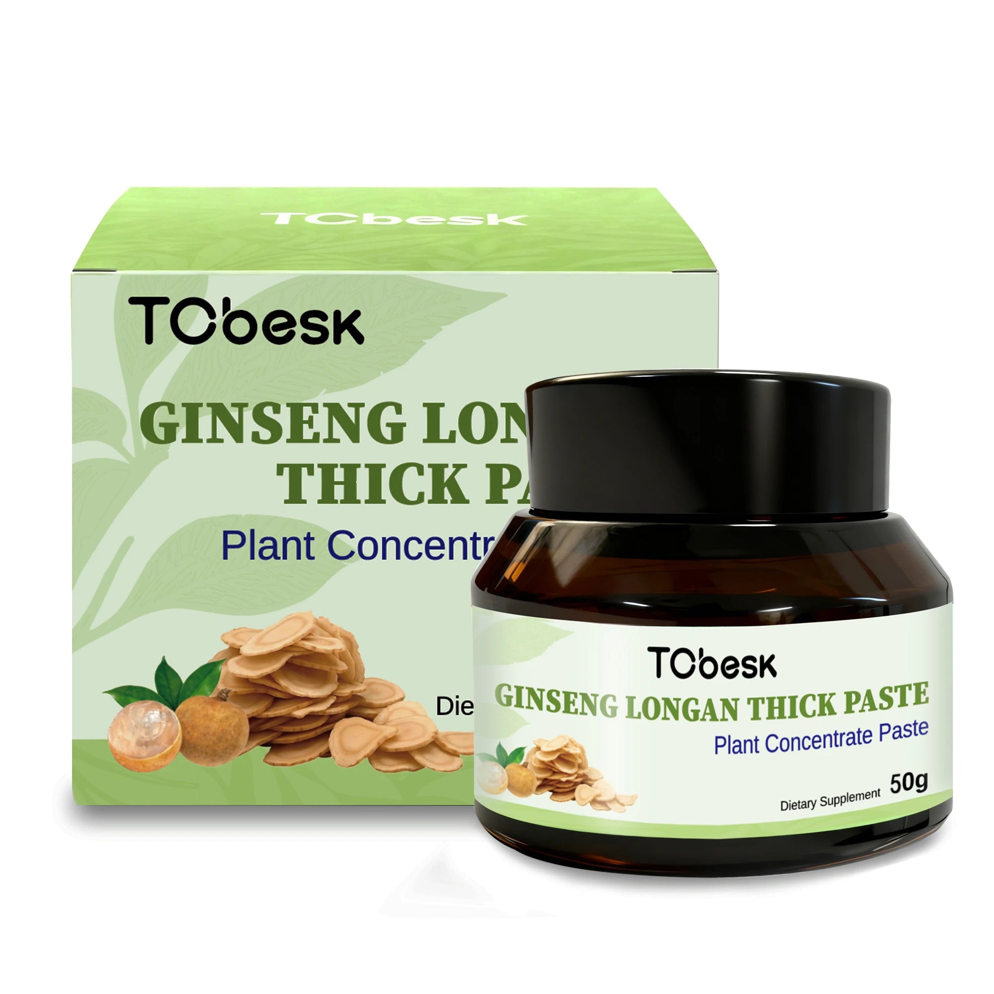 Dietary Supplement Tcbesk Ginseng Longan Thick Paste Herbal Ingredients 50g for Energy Focus & Immune Support
