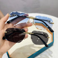 2025 Fashion Men Women Irregular Cutting Lens Gradient Sun Glasses UV400 Alloy Legs Rimless Square Sunglasses