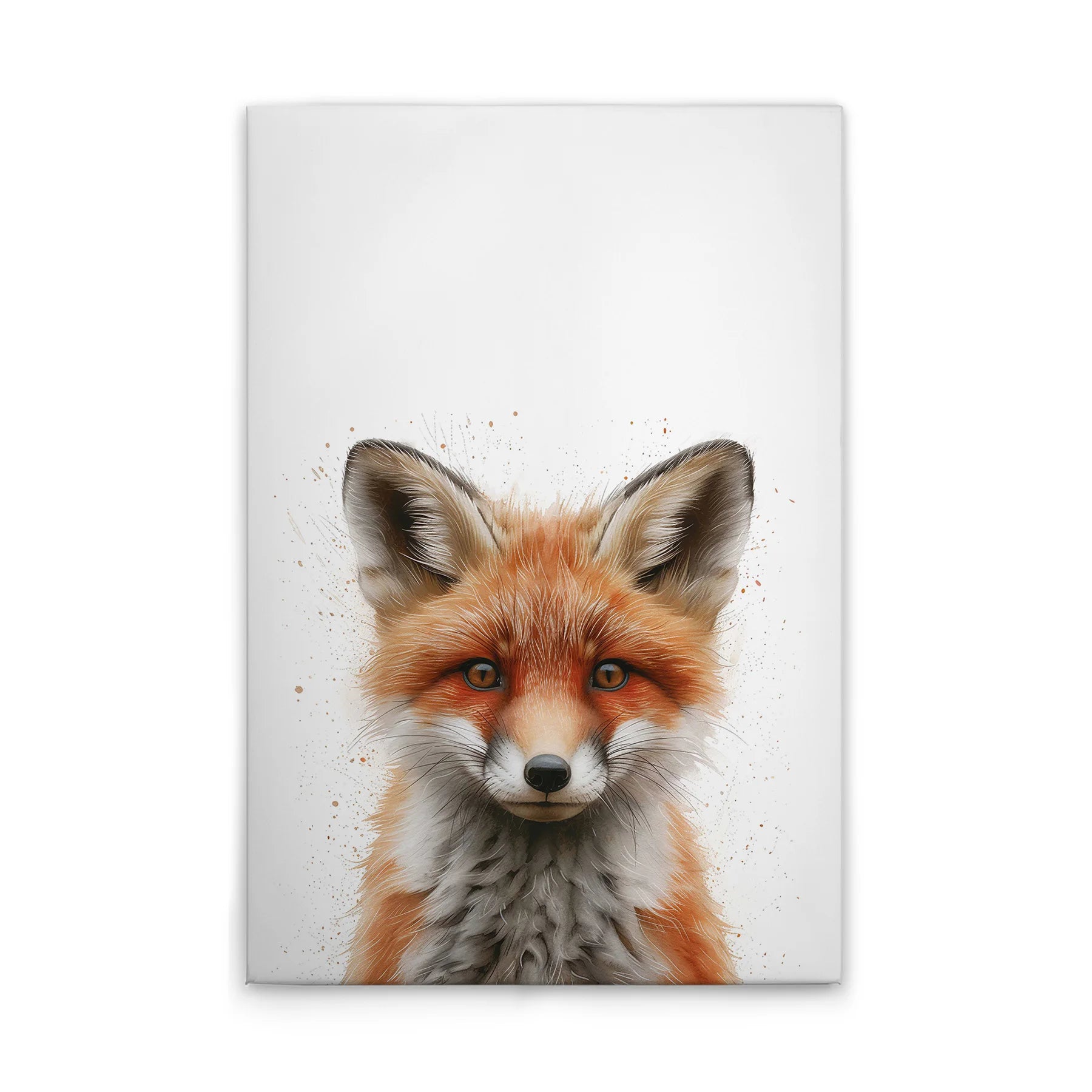 Made In Germany - Home Decor Canvas Picture Baby Fox Nursery - Wall Mural In White And Brown - Canvas Picture On Stretcher Frame