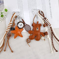 Creative miu series hand-woven personalized letter leather starfish keychain small bear bag packaging decorate hanging ornament