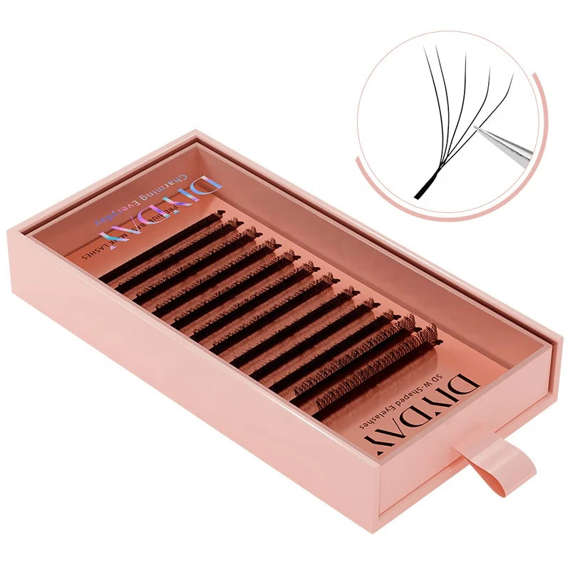 5DW Eyelash Extension Individual  W Lashes Light Super Soft Hand Made Synthetic Hair Natural Black Top Quality