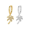 EH1037 925 Sterling Silver Fashion Cubic Zircon Leaves Sels Hoop Drop Earrings for Women Exquisite Wedding Fine Jewelry Gifts