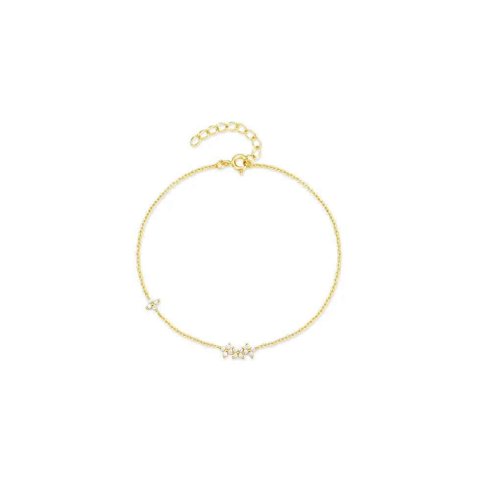Simple Flower Daily Wear Zircon 925 Bracelet for Girls 18k Gold Plated