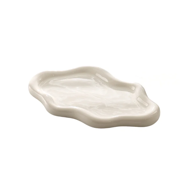 Cloud Shape Ceramic Tray Decorative Dish Jewelry Key Holder Desktop Organizer Home Decor Glazed Ceramic Ornament MegaBDM