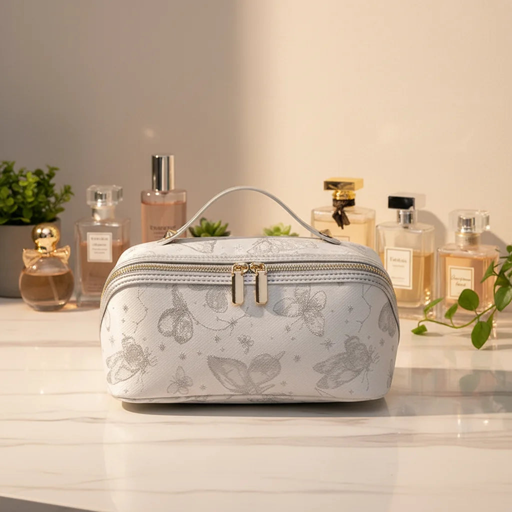 2026 Vintage Makeup Bag Large Capacity Handheld Portable for Toiletry Case New Cross-Border Internet Celebrity's Fashion PU