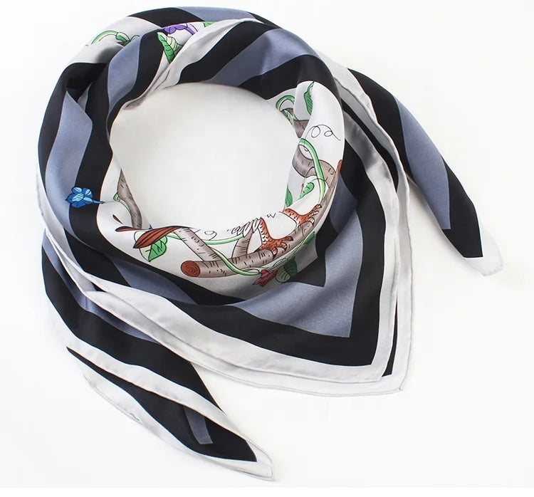 Designer 100% Silk Scarf Custom Your Own Design Women Digital Printing Satin Pure Silk Luxury Square Scarf for Wedding