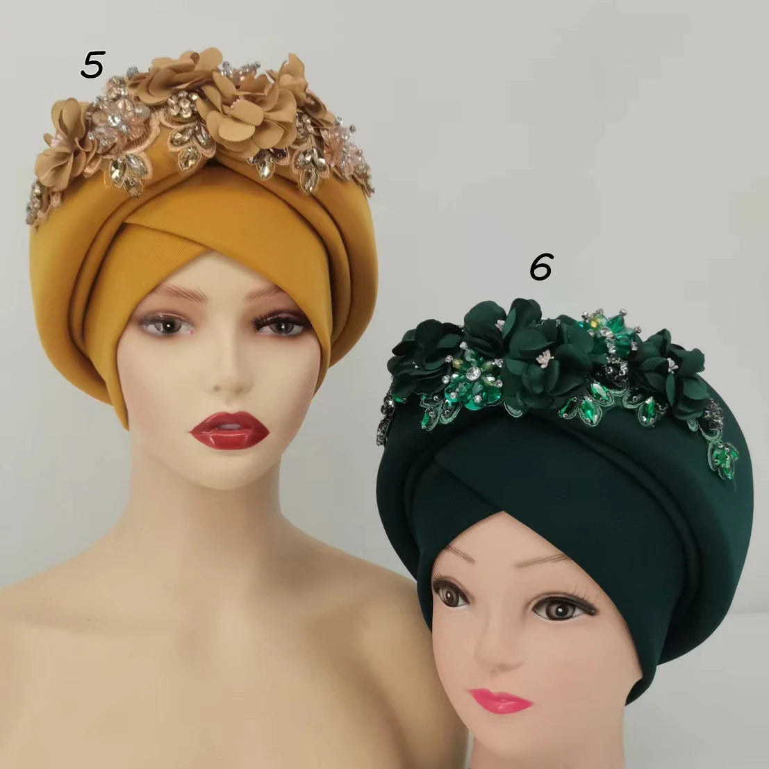 Muslim Turban Hats Rhinestone Striped Headwrap Fashion Aso Oke Headtie Business Party Beach African Women Casual Polyester