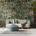 Germany Made Floral Photo Wall Mural Green Beige Brown Blue Non Woven Vinyl Sound-Absorbing for Bedroom Gym Dining Hospital