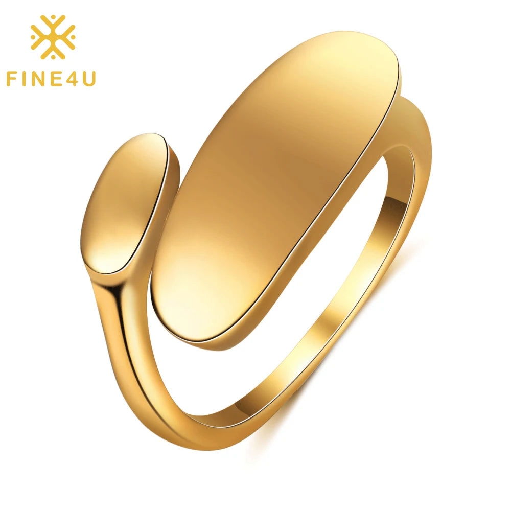 Popular Stainless Steel Casting Rings Gold Plated Non Fading Waterproof Open Irregular Finger Rings