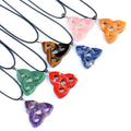 35*40mm Natural Crystal Quartz Stone Triangular Irish Celtic Knot Pendant Gemstone Celtic Knot Charm Pendants for Necklace