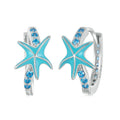 New Arrival 925 Sterling Silver Hoop Huggie Earrings for Women Ocean Blue Oil Drop Starfish Zircon Rhodium Gold Enamel Trendy