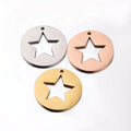 Stainless Steel Hollow Five-pointed Star Round Tag DIY Jewelry Accessories Fashionable Geometric Engraving Pet Tag