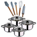 8-piece stainless steel cookware set suitable for induction hobs San Ignacio Premium Collection + 5-piece silicone and wooden