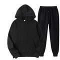 OEM Men's Custom Logo Printed Polyester Fleece Sweatshirt Solid Color Pullover Style Knitted Weaving Method Plus Size Hoodie Set