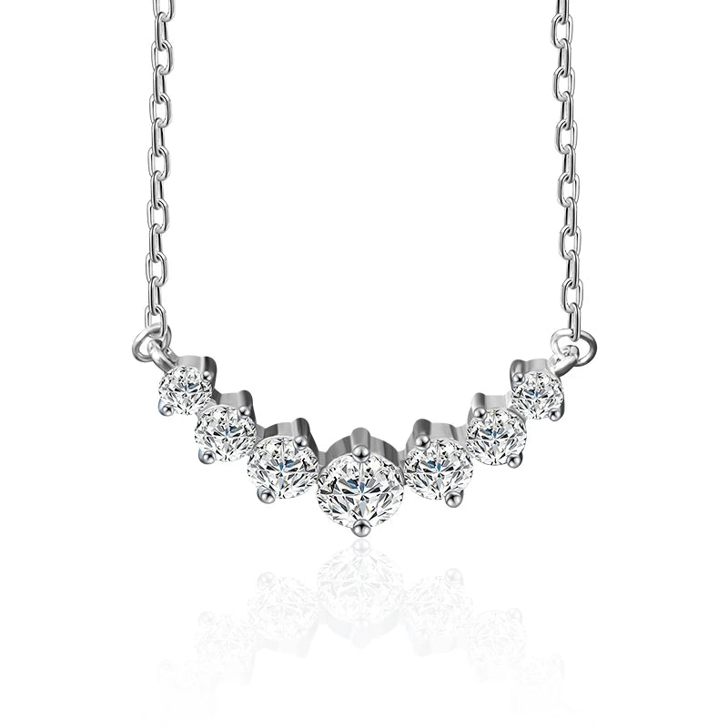 SMT005 New S925 Sterling Silver Diamond Pendant Women's Platinum Plated Simple Smile Moissanite Necklace Hiphop Christmas Gift
