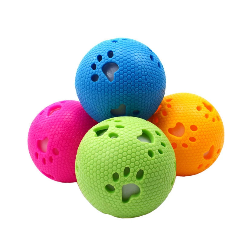 Yun New Tpr Hollow Footprint Luminous Ball Bite-resistant Dog Toy Rubber Elastic Ball Pet Toy