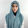 Ethnic Women's Fashion Chiffon Scarf Leaf Diamond Crystal Hijab Shawls Wraps Muslim