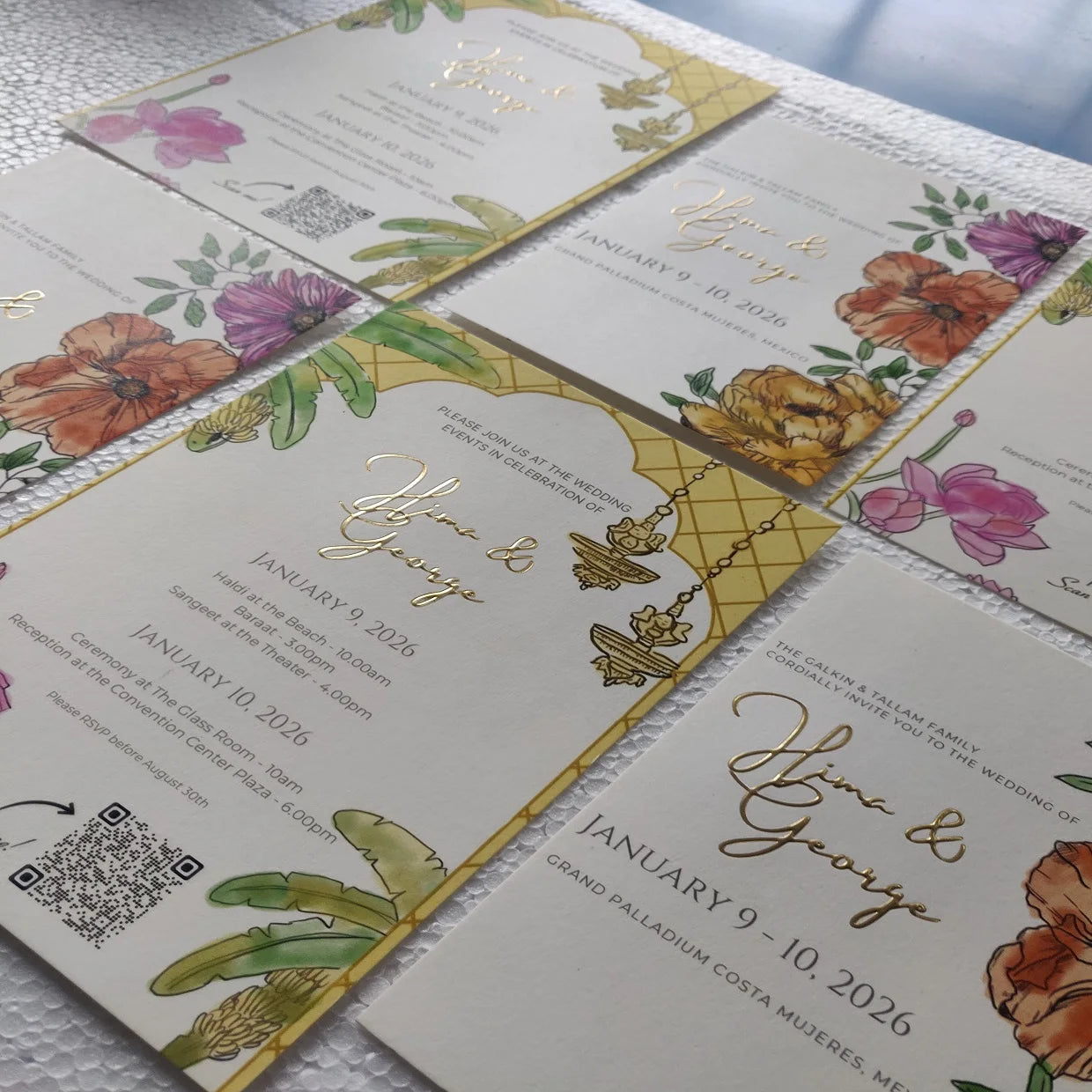Custom Made Conifer Brand Elegant Color Screen Printed Wedding Card Foil Stamping Matching Kraft Envelope for Wedding Invitation