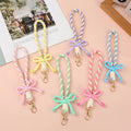 Weaving Bow Phone Wrist Strap Keychain Short Bowknot Mobile Phone Anti-Lost Hanging Braided Rope Lanyard Accessories