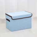 Foldable Linen Fabric Storage Bins Lids Rectangular Closet Organizer Containers Big Food Storage Boxes Home Bedroom Work Books