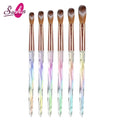 Aurora Diamond Crystal Nail Brush Set 6pcs Acrylic Brush 4 6 8 10 12 14 Acrylic Nail Extension Nail Art Brushes MegaBDM