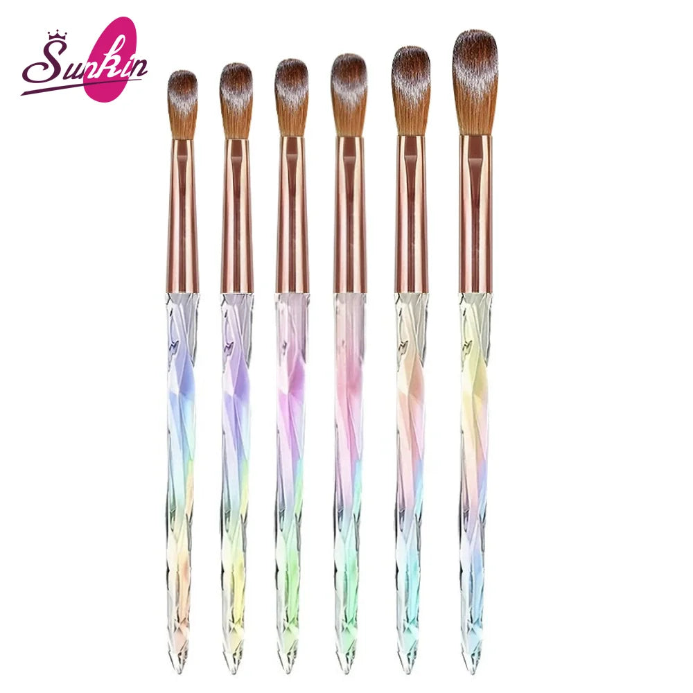 Aurora Diamond Crystal Nail Brush Set 6pcs Acrylic Brush 4 6 8 10 12 14 Acrylic Nail Extension Nail Art Brushes MegaBDM