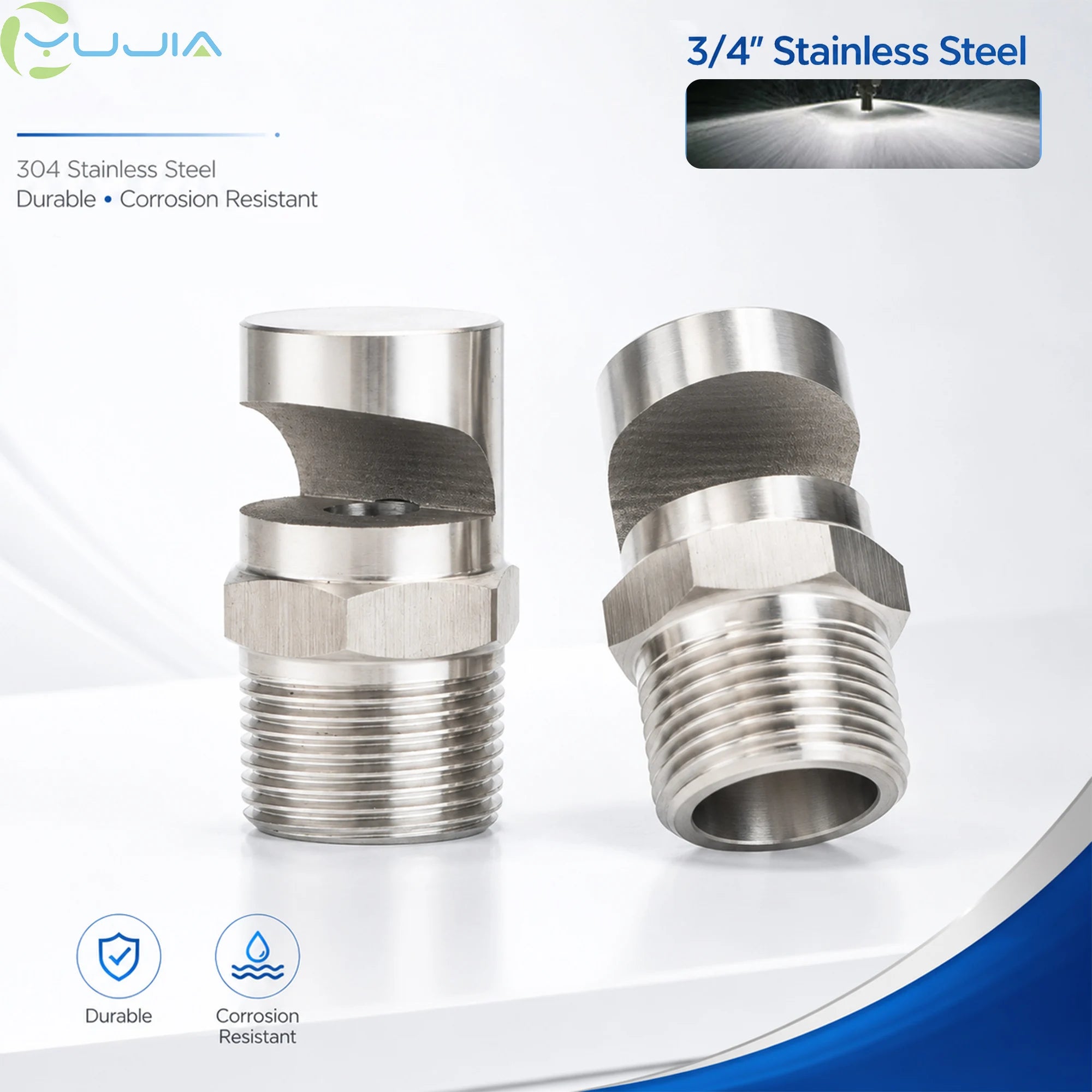 BSPT 3/4" Stainless Steel K-Type Wide Angle Flat Fan Nozzle for Water Curtain & Industrial Humidification