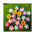 100pcs Mixed Cherry Blossom Flower Resin Sunflowers Flat Back Cabochon DIY Crafts Embellishment Hair Clips Crafts